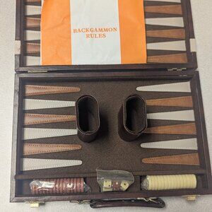 Vintage 1970s Backgammon Case Rules Instructions 15.5" x 10" Traveling Case